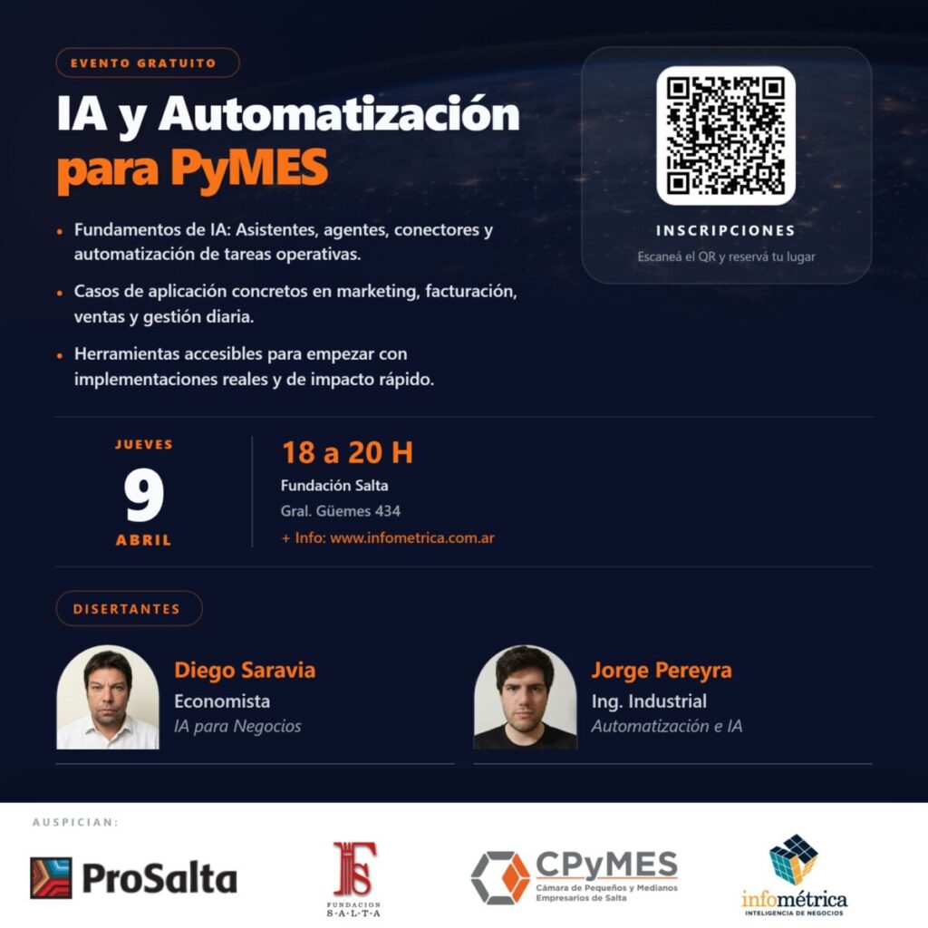 En Fundación Salta se presenta un evento gratuito sobre IA y automatización para PyMES